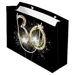 30. Geburtstag Sparklers auf Black Large Gift Bag Große Geschenktüte