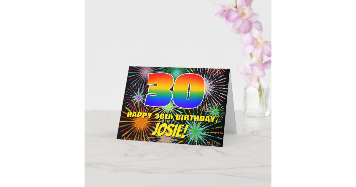 30. Geburtstag Spaß, bunte feierliche Feuerwerke Karte Zazzle.de
