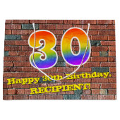 30. Geburtstag: Spaß, Graffiti-Inspiriert Regenbog Große Geschenktüte (Vorderseite)