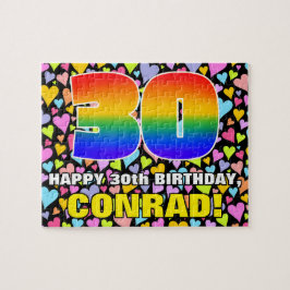 30. Geburtstag — Spaß, Liebende Herzformen + "30" Puzzle