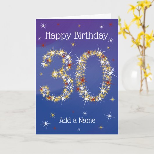 30. Geburtstag - Startnummern - Blau - Alter 30 Karte (Gelbe Blume)