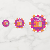 30. Geburtstag Stern rosa orange Papier Konfetti (Vorderseiten)