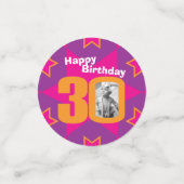 30. Geburtstag Stern rosa orange Papier Konfetti (Klein Vorderseite)