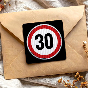 30. Geburtstag Tempolimitschild - JEDES ALTER Quadratischer Aufkleber