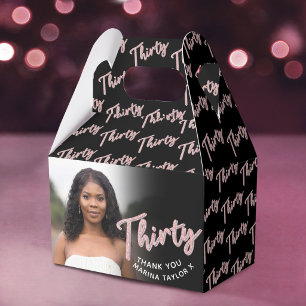 30. Geburtstag Thirty Schriftzug pink schwarze Fot Geschenkschachtel