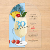 30. Geburtstag Tropical Blue Pina Colada Cocktail Acryleinladungen (Vorderseite)