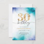 30. Geburtstag Türkis Aquarell Einladung (Vorderseite)