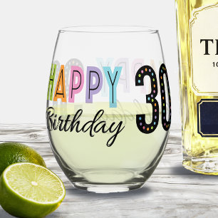 30. Geburtstag Typography Weinglas Ohne Stiel