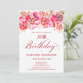 30. Geburtstag Valentine Rosa Wirbles Herz Einladung (Stehend Vorderseite)