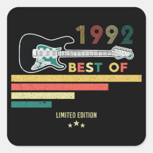 30. Geburtstag Vintage-Gitarrenliebhaber Best Of 1 Quadratischer Aufkleber