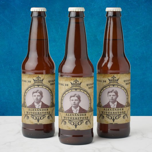 30. Geburtstag Vintage Retro-Krone Hinzufügen Ihre Bierflaschenetikett