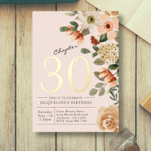 30. Geburtstag Vintager Blumenpfirsich 30