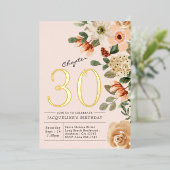 30. Geburtstag Vintager Blumenpfirsich 30 Folieneinladung (Stehend vorne)