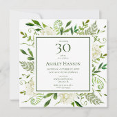 30. Geburtstag Weißer Hydrangeas Einladung (Vorderseite)