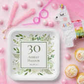 30. Geburtstag Weißer Hydrangeas Pappteller (Party)