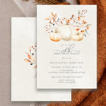 30. Geburtstag White Pumpkin Herbstlaubs Elegant Einladung<br><div class="desc">Elegante,  weiße Kürbisse sind in roten,  orangefarbenen und salzgrünen Blätter und Wildblumen eingebettet.</div>