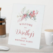 30. Geburtstag Willkommen Winter Red Berry Sockelschild (In Situ)