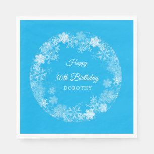 30. Geburtstag Winterwonderland Schneeflocke Blau Serviette