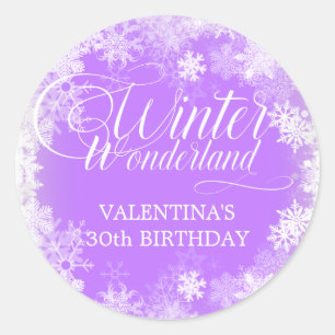 30. Geburtstag Winterwonderland Snowflake Gefallen Runder Aufkleber