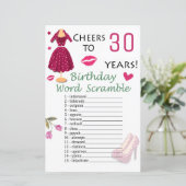 30. Geburtstag Word Scramble Game (Stehend Vorderseite)