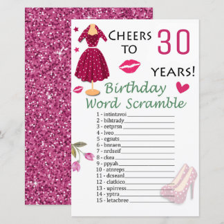 30. Geburtstag Word Scramble Game