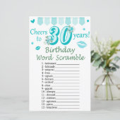 30. Geburtstag Word Scramble Game (Stehend Vorderseite)