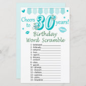 30. Geburtstag Word Scramble Game (Vorne/Hinten)