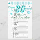 30. Geburtstag Word Scramble Game (Vorderseite)