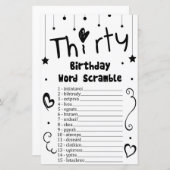 30 Geburtstag Word Scramble Game (Vorne/Hinten)