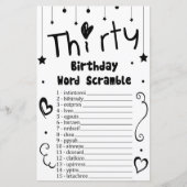 30 Geburtstag Word Scramble Game (Vorderseite)