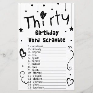30 Geburtstag Word Scramble Game