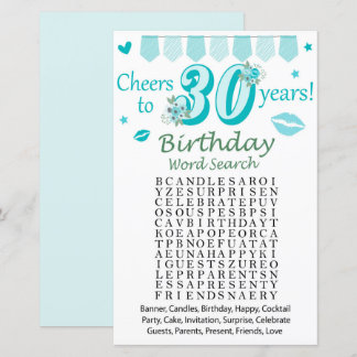 30. Geburtstag Word Search Game