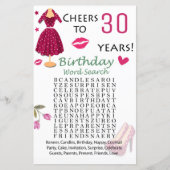 30. Geburtstag Word Search Game (Vorderseite)