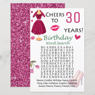 30. Geburtstag Word Search Game