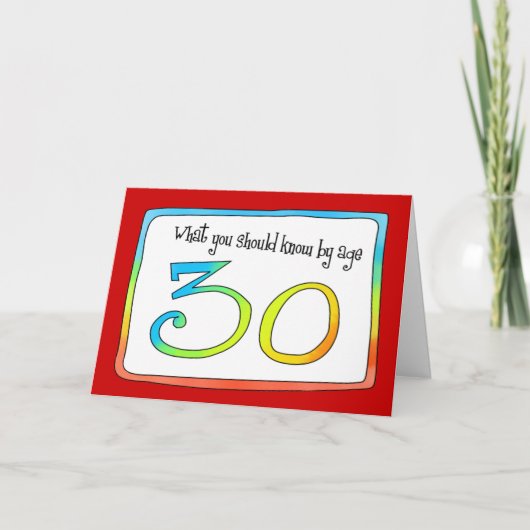 30. Geburtstag Worte der Weisheit Karte (Vorderseite)