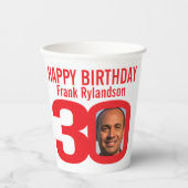 30. Geburtstag Zoll zwei Foto rot weiß Pappbecher (Vorderseite)