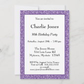 30. Geburtstag Zufallszahlenmuster Lila/weiß Einladung (Vorderseite)