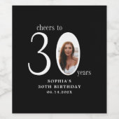 30. Geburtstag zum 30. Foto Weinetikett (Einzelnes Label)