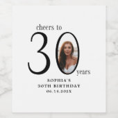 30. Geburtstag zum 30. Foto Weinetikett (Einzelnes Label)