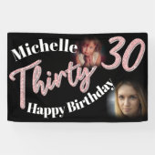 30. Geburtstag zwei Foto Drehbuch Rose pink Banner (Horizontal)