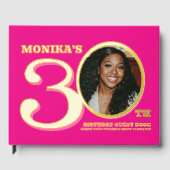 30. Geburtstag zwei Fotos heiß rosa Gold Gästebuch (Vorderseite)