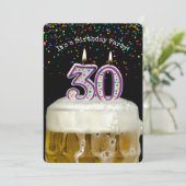 30. Geburtstags-Bier-Party Einladung (Stehend Vorderseite)