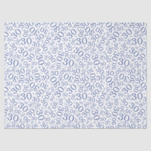 30. Geburtstags-blaues Collagen-Zahl-Muster Seidenpapier