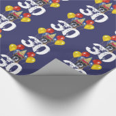 30. Geburtstags-Boxerhundeblaues Geschenkpapier (Ecke)