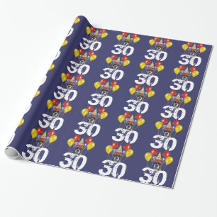 30. Geburtstags-Boxerhundeblaues Geschenkpapier