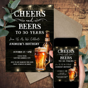 30. Geburtstags Cheers und Beers Bar Lichter Einladung
