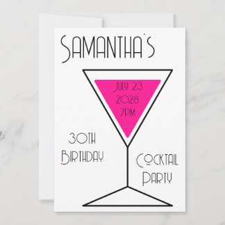 30. Geburtstags-Cocktailparty Schwarz Weiß Hot Pin Einladung