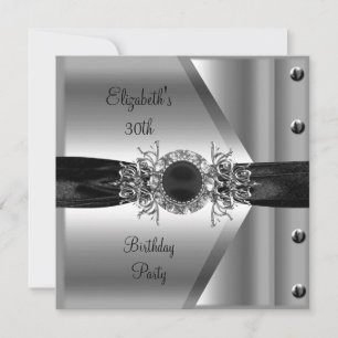 30. Geburtstags-Diamant-Schmuck Schwarz Weiß Silbe Einladung