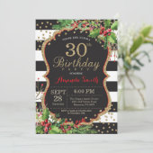 30. Geburtstags-Einladung. Weihnachtsrotes Einladung (Stehend Vorderseite)