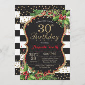 30. Geburtstags-Einladung. Weihnachtsrotes Einladung (Vorne/Hinten)